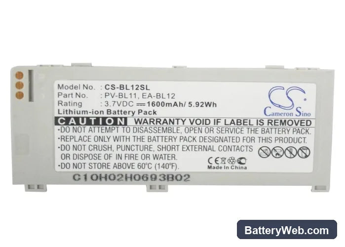 T-Mobile Sidekick 3 Replacement Battery, 3.7V, 1600mAh, Li-ion 5