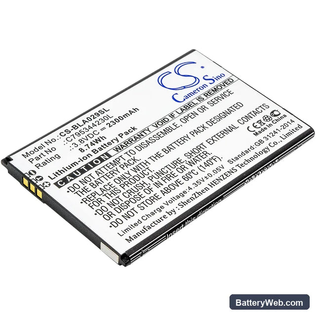 BLU Studio J5 Replacement Battery, 3.8V, 2300mAh, Li-ion 1