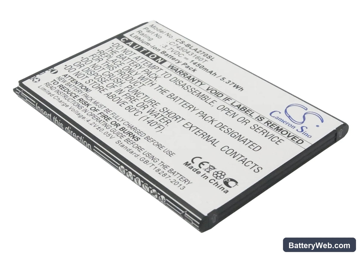 BLU Advance 4.0 Replacement Battery, 3.7V, 1450mAh, Li-ion 1