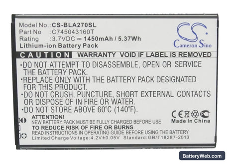 BLU Advance 4.0 Replacement Battery, 3.7V, 1450mAh, Li-ion 5