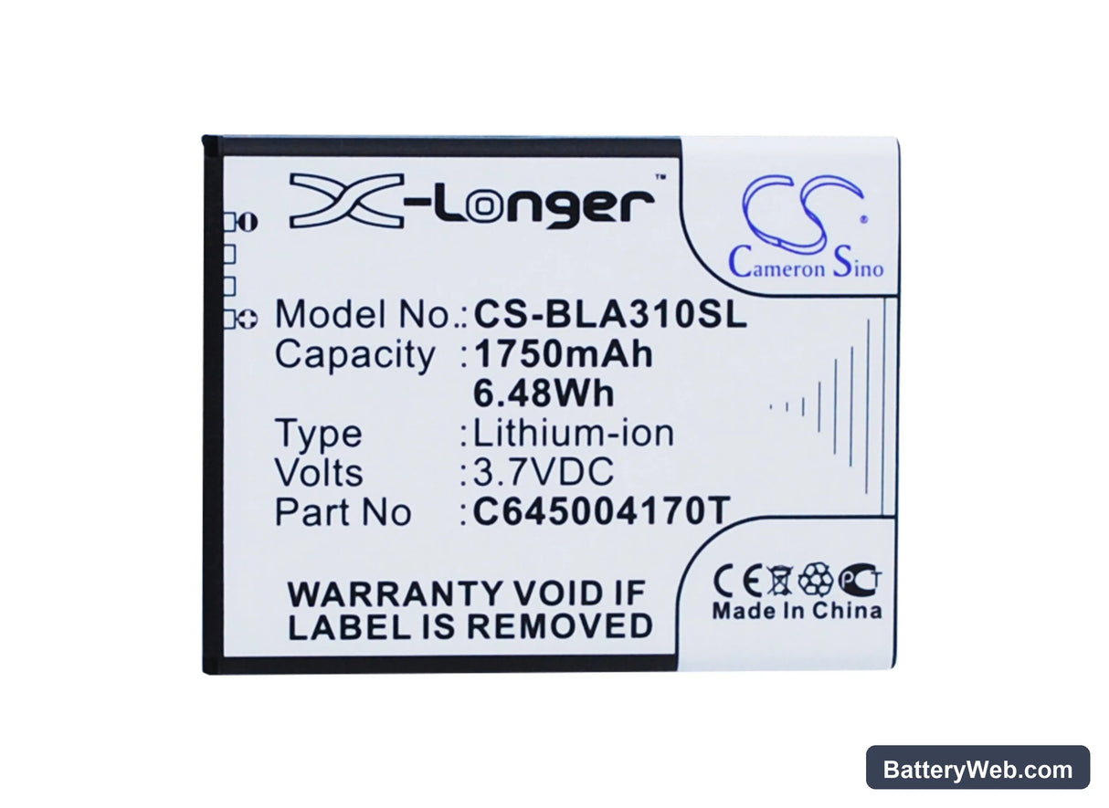 BLU Advance 4.5 Replacement Battery, 3.7V, 1750mAh, Li-ion 5