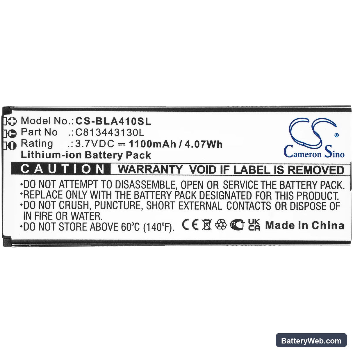 BLU Advance L5 Replacement Battery, 3.7V, 1100mAh, Li-ion 3