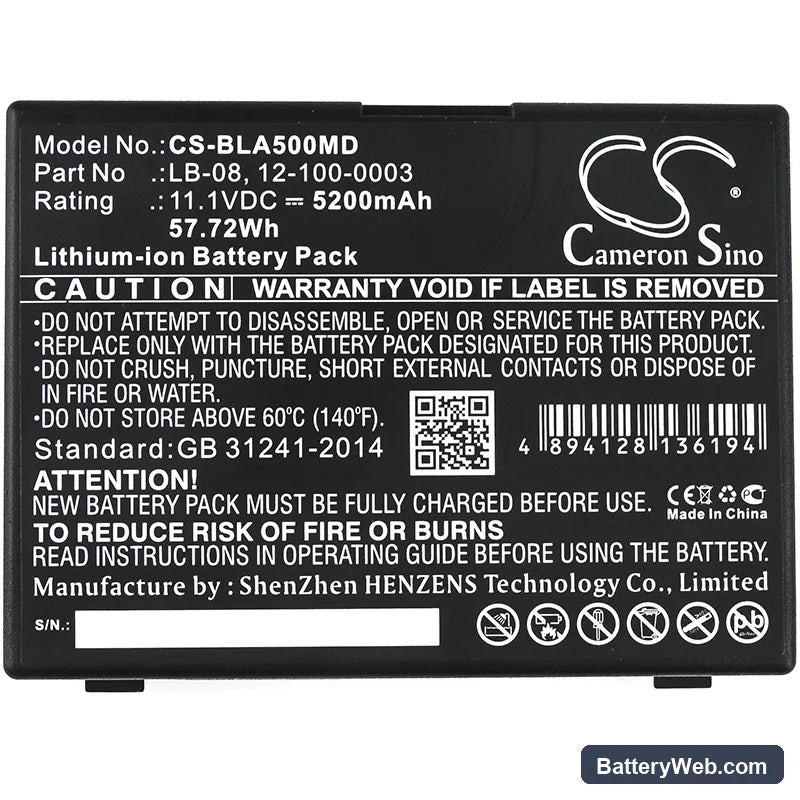 Biolight A5 Replacement Battery, 11.1V, 5200mAh, Li-ion 3