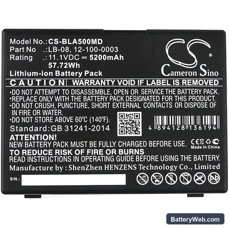 Biolight A5 Replacement Battery, 11.1V, 5200mAh, Li-ion 3