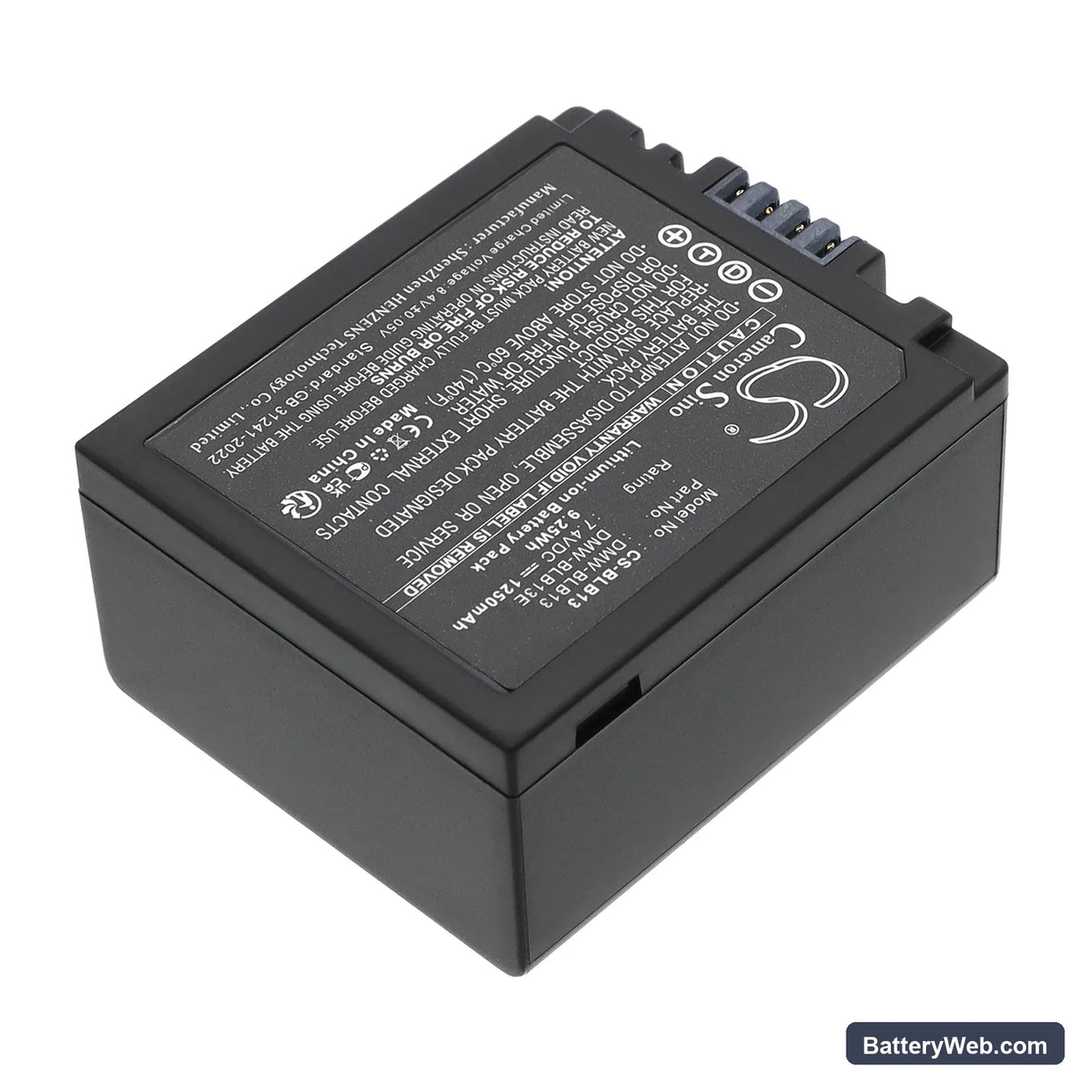 Panasonic Lumix DMC-G1 SLR Replacement Battery, 7.4V, 1250mAh, Li-ion 2