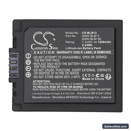 Panasonic Lumix DMC-G1 SLR Replacement Battery, 7.4V, 1250mAh, Li-ion 5
