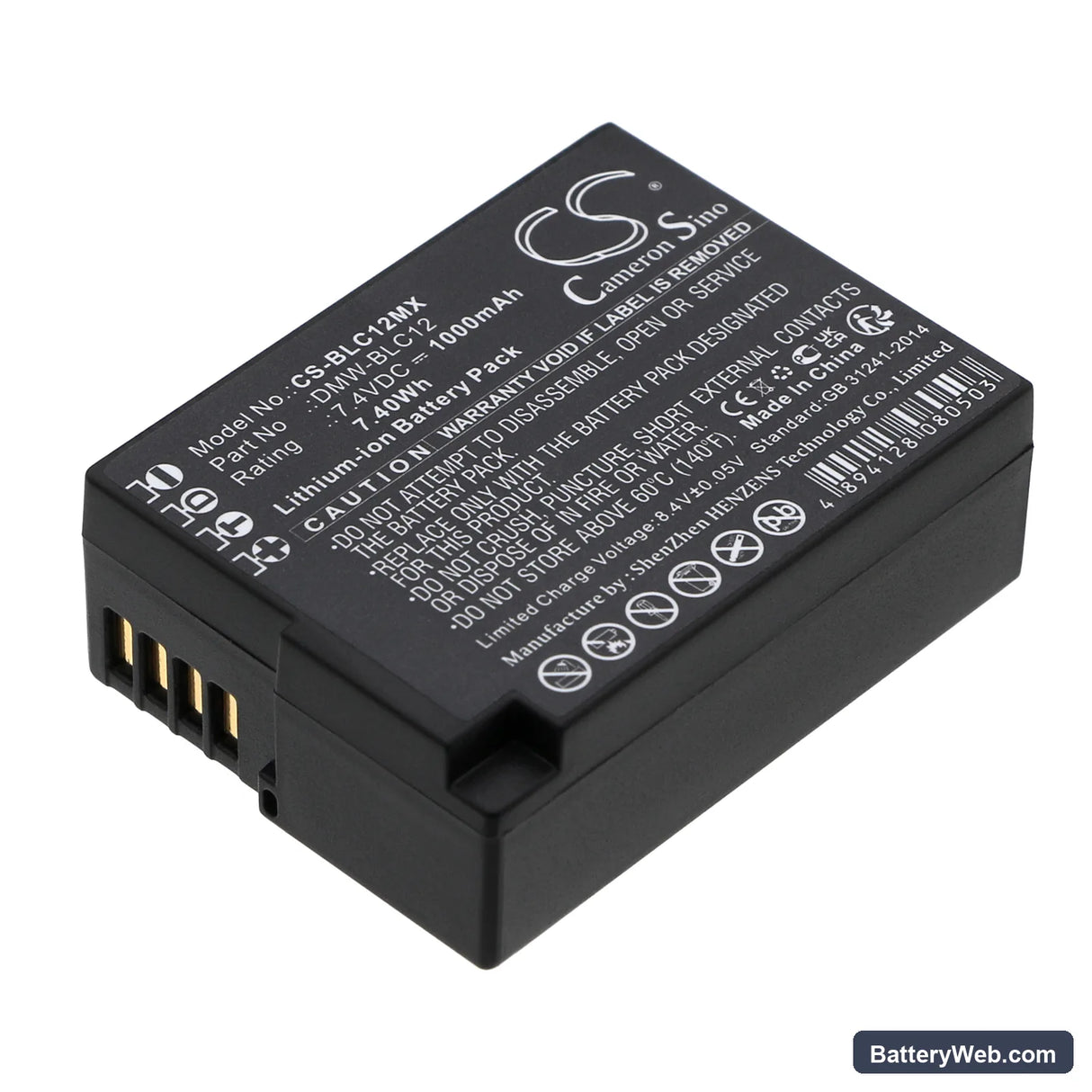 Leica V-Lux 4 Replacement Battery, 7.4V, 1000mAh, Li-ion 1