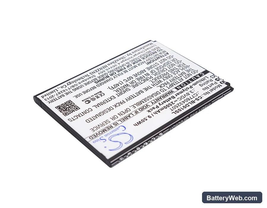BLU Dash X LTE D0010U Replacement Battery, 3.8V, 2500mAh, Li-Polymer 2
