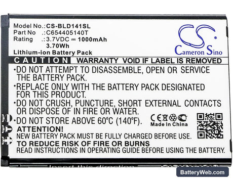 BLU Dash JR K Replacement Battery, 3.7V, 1000mAh, Li-ion 5