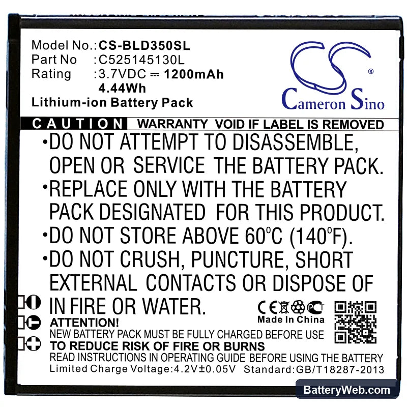 BLU Neo 3.5 Replacement Battery, 3.7V, 1200mAh, Li-ion 5