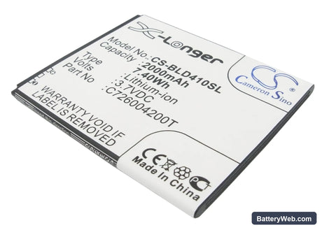 BLU Dash 5.0 Replacement Battery, 3.7V, 2000mAh, Li-ion 1