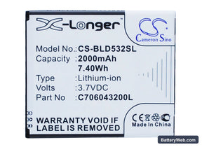 BLU Studio 5.0C HD Replacement Battery, 3.7V, 2000mAh, Li-ion 1