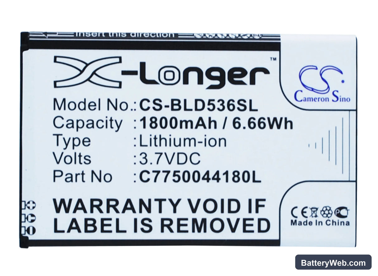 BLU Studio 5.0C Replacement Battery, 3.7V, 1800mAh, Li-ion 1