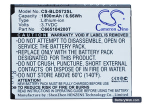 BLU Studio 5.0S Replacement Battery, 3.7V, 1800mAh, Li-ion 1