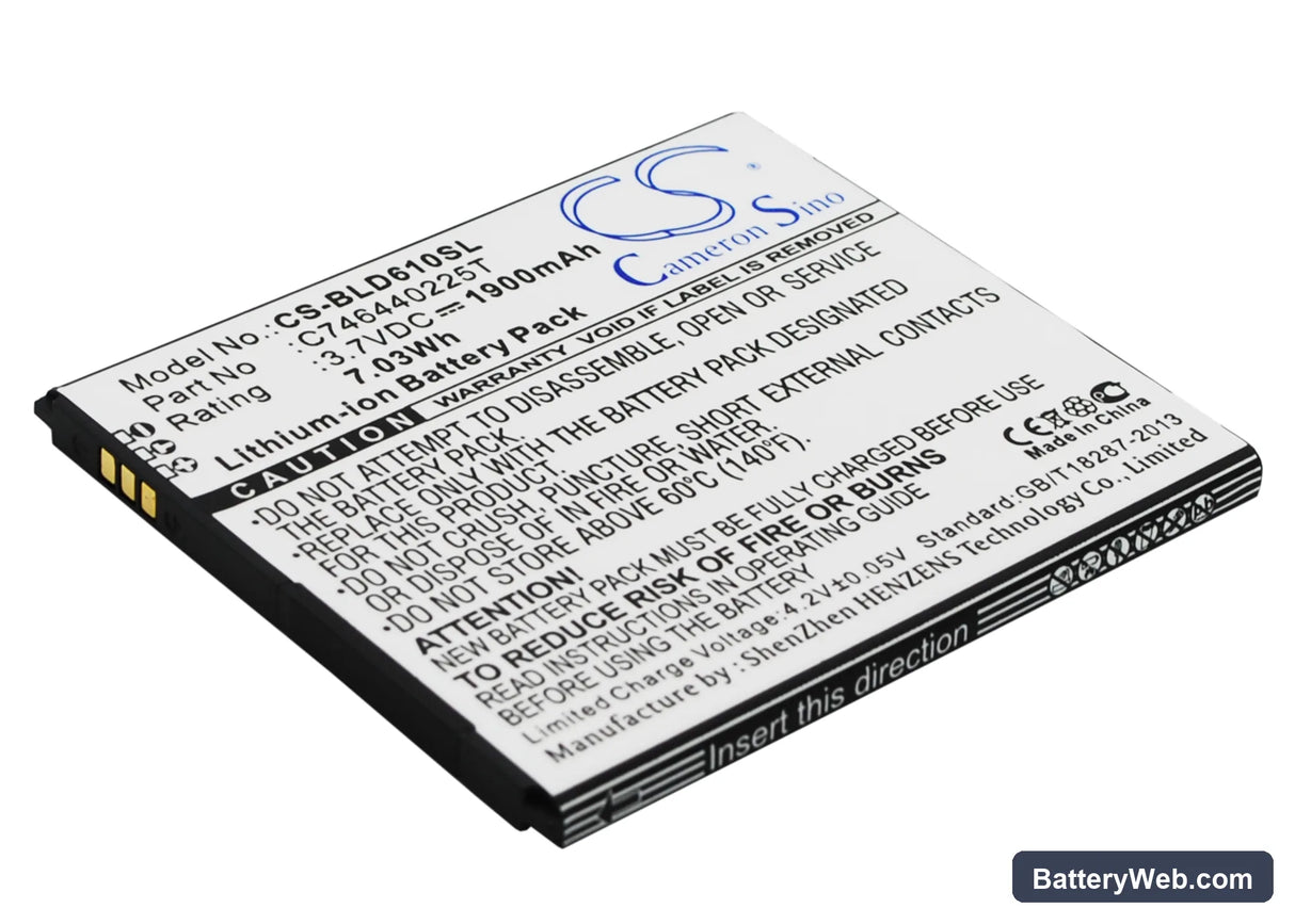 BLU Studio 5.5 Replacement Battery, 3.7V, 1900mAh, Li-ion 2