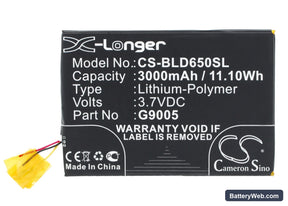 BLU Studio 6.0 HD Replacement Battery, 3.7V, 3000mAh, Li-Polymer 1