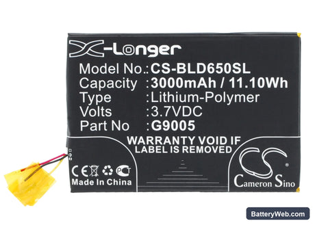 BLU Studio 6.0 HD Replacement Battery, 3.7V, 3000mAh, Li-Polymer 1