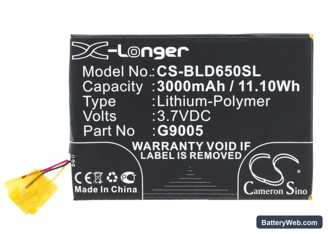 BLU Studio 6.0 HD Replacement Battery, 3.7V, 3000mAh, Li-Polymer 1