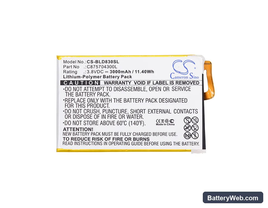 BLU Studio C Replacement Battery, 3.8V, 3000mAh, Li-Polymer 5