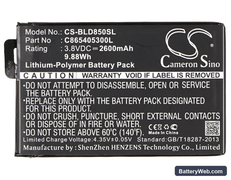 BLU Studio XL Replacement Battery, 3.8V, 2600mAh, Li-Polymer 5