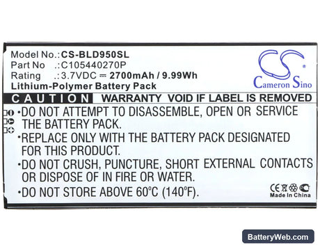 BLU Dash X Plus Replacement Battery, 3.7V, 2700mAh, Li-Polymer 5