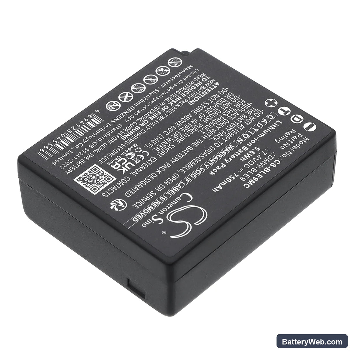 Panasonic Lumix DMC-GF3 Replacement Battery, 7.4V, 750mAh, Li-ion 2