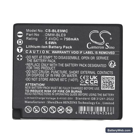 Panasonic Lumix DMC-GF3 Replacement Battery, 7.4V, 750mAh, Li-ion 5