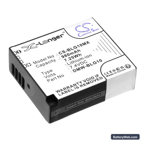 Panasonic Lumix DMC-GF6 Replacement Battery, 7.4V, 980mAh, Li-ion 1