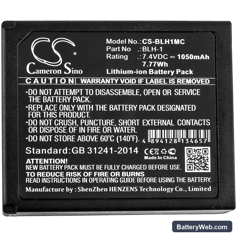 Olympus E-M1 Mark II Replacement Battery, 7.4V, 1050mAh, Li-ion 3