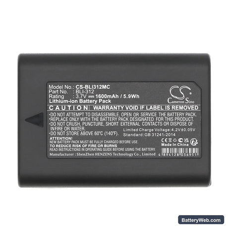 Leica BM8 Replacement Battery, 3.7V, 1600mAh, Li-ion 5