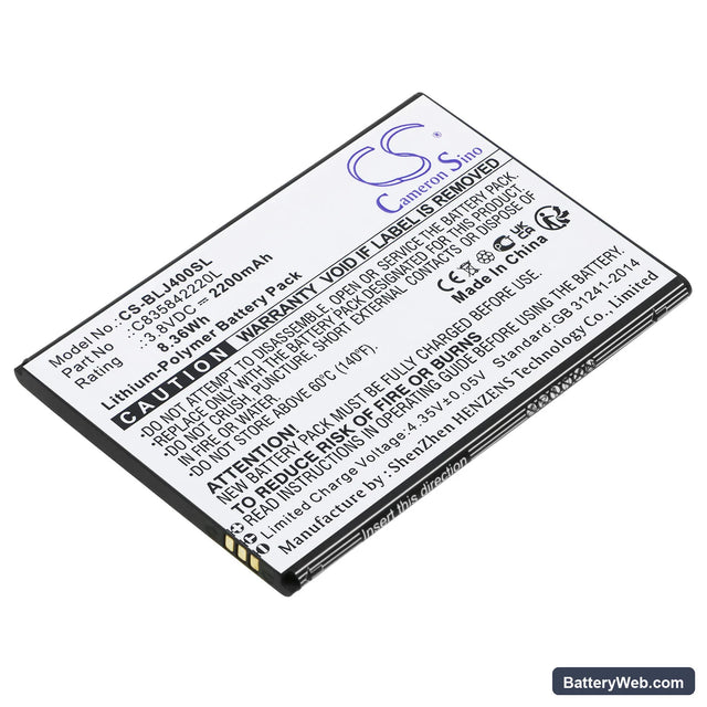 BLU J4 Replacement Battery, 3.8V, 2200mAh, Li-Polymer 1
