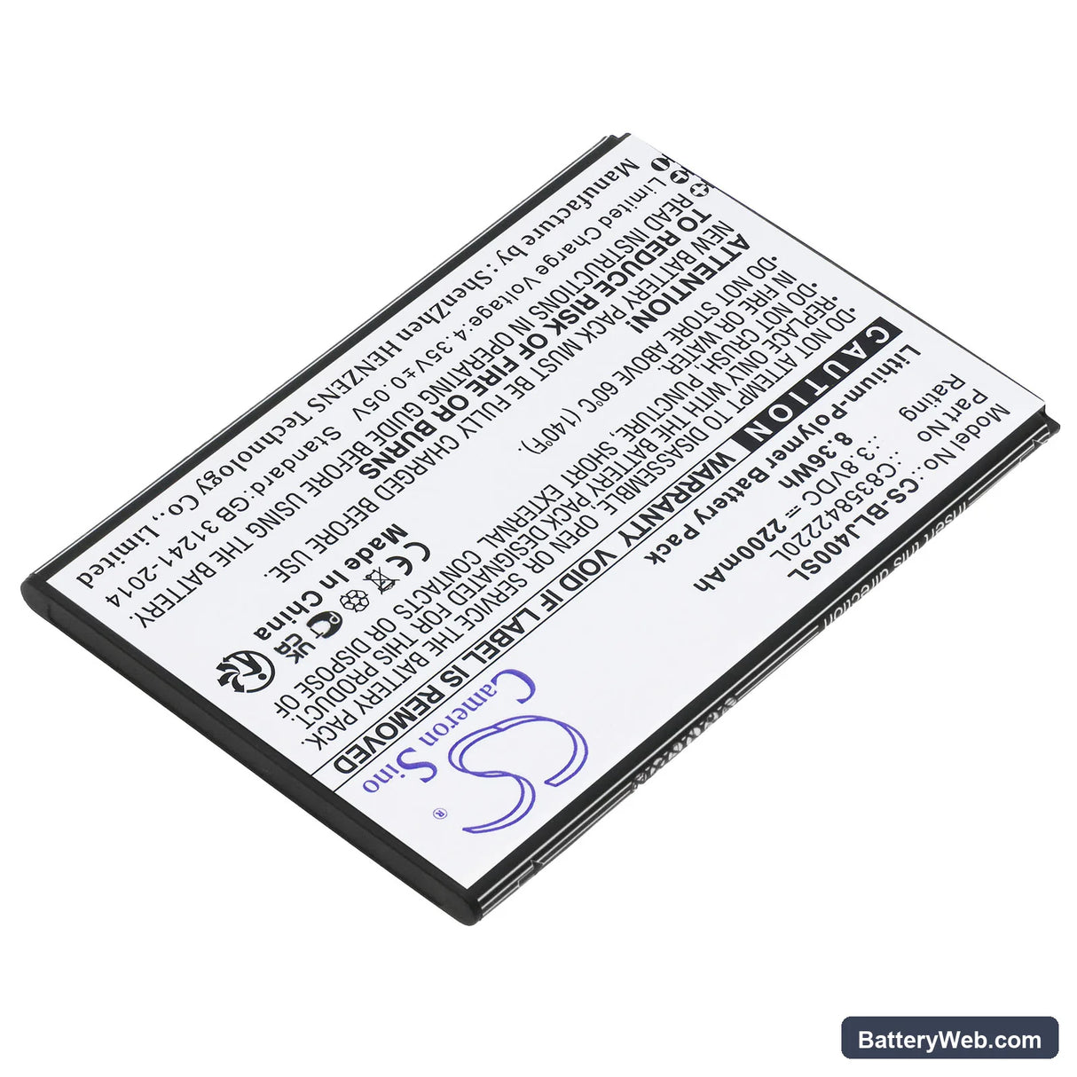 BLU J4 Replacement Battery, 3.8V, 2200mAh, Li-Polymer 2