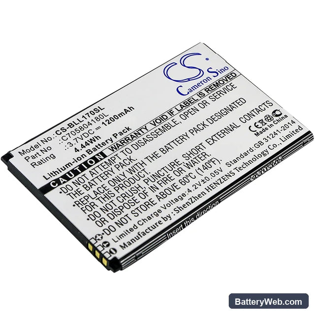 BLU Life Play 2 Replacement Battery, 3.7V, 1200mAh, Li-ion 1