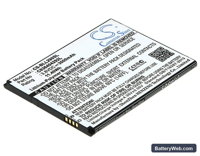 BLU Life 8 XL Replacement Battery, 3.8V, 3000mAh, Li-Polymer 1