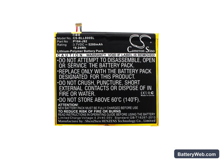 BLU Life View TAB Replacement Battery, 3.7V, 5200mAh, Li-Polymer 5