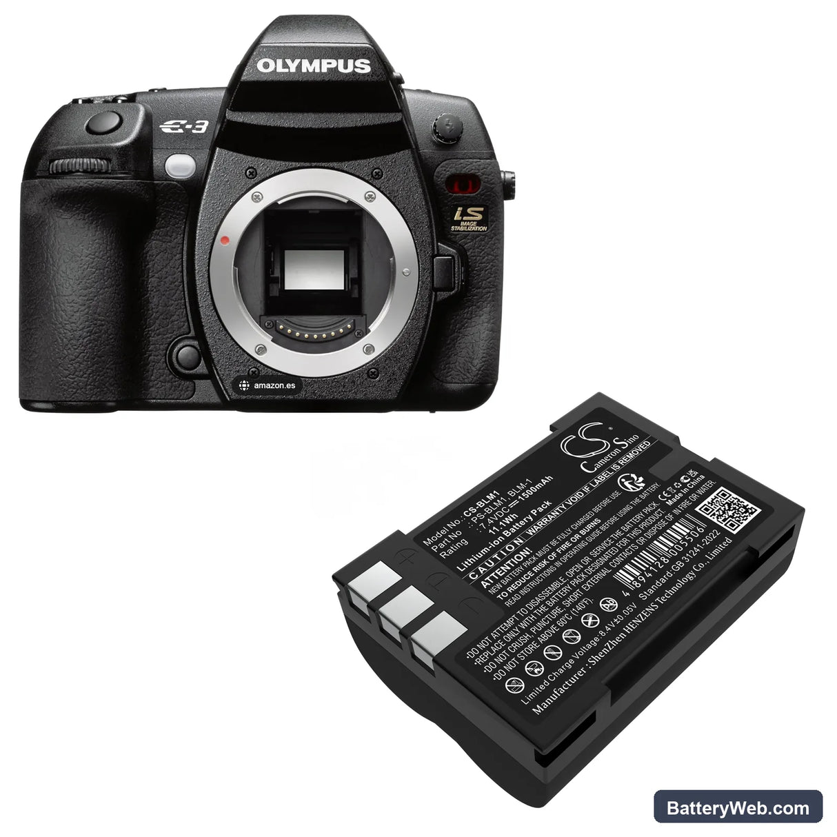 Olympus C-8080 Wide Zoom Replacement Battery, 7.4V, 1500mAh, Li-ion 6
