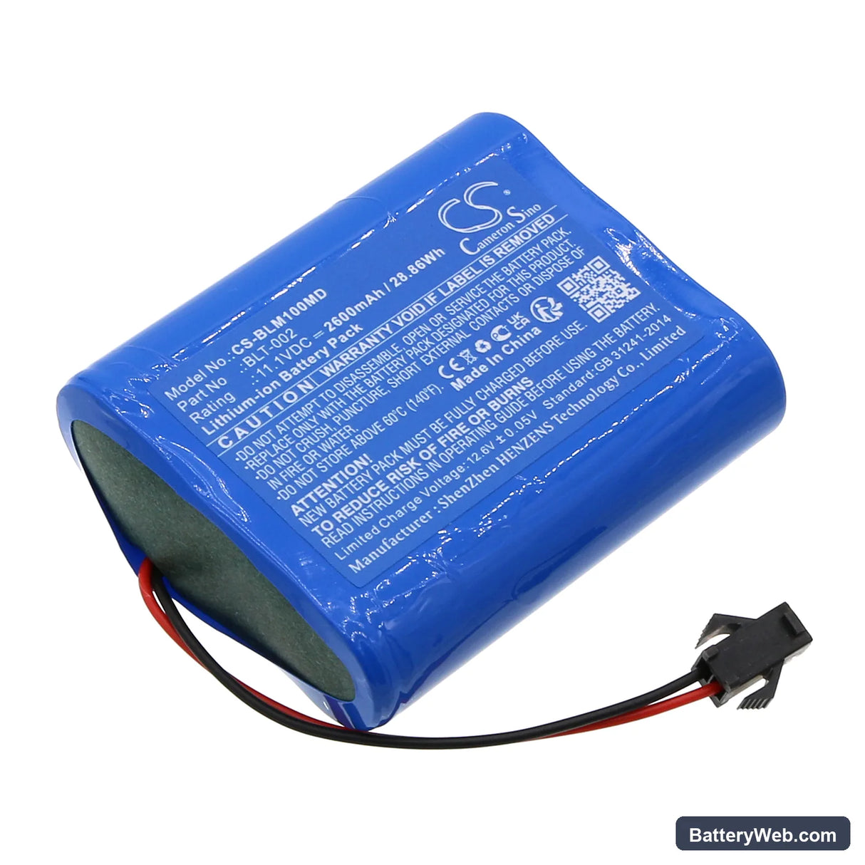 Biolight BLT M1000 Replacement Battery, 11.1V, 2600mAh, Li-ion 1