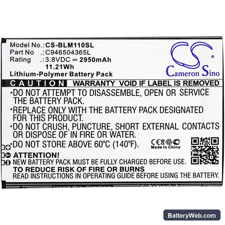 BLU Life Max Replacement Battery, 3.8V, 2950mAh, Li-Polymer 3