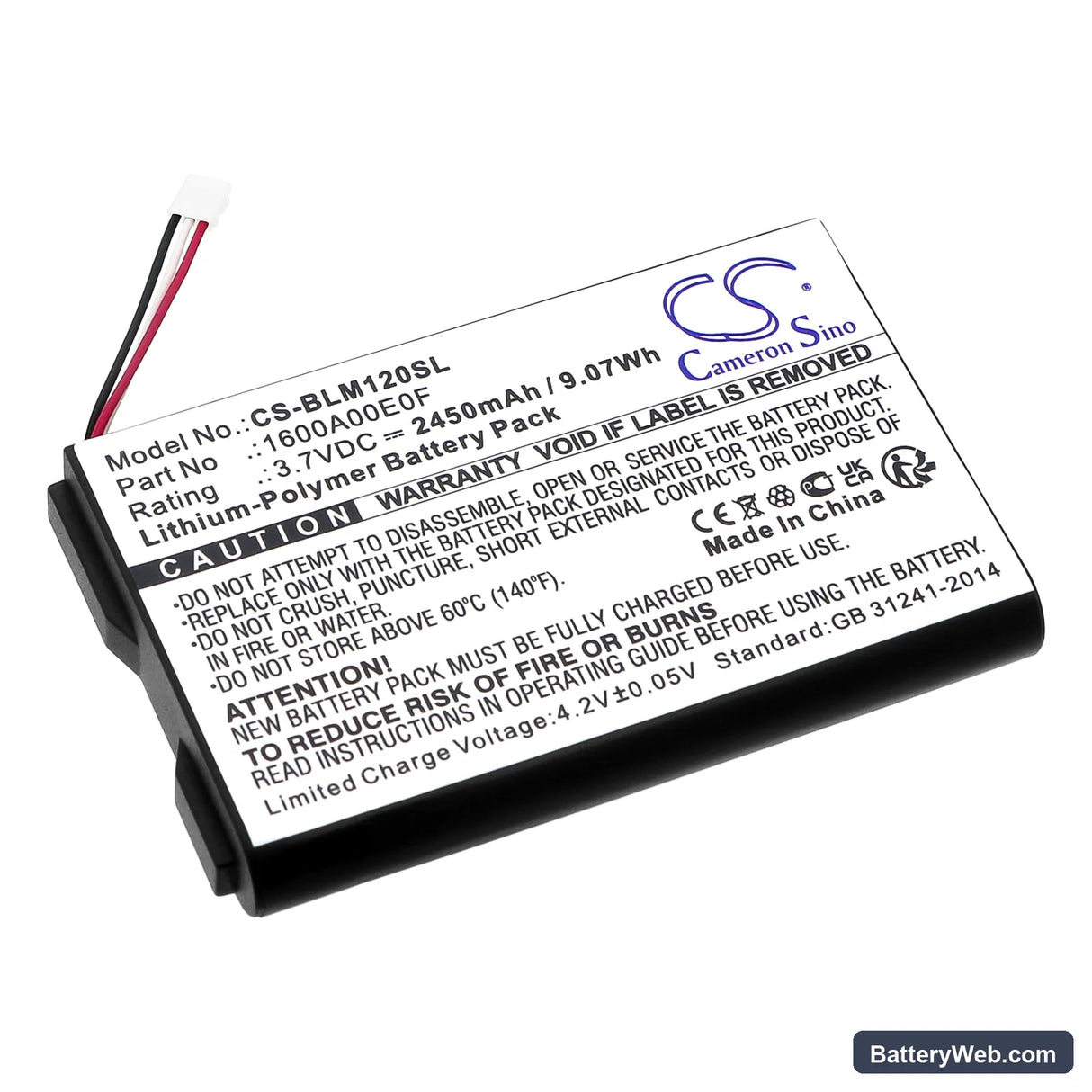 Bosch GLM120C Replacement Battery, 3.7V, 2450mAh, Li-Polymer 1