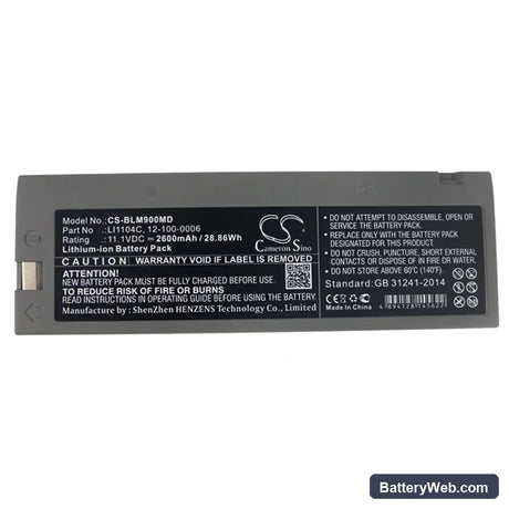 Biolight M8000 Replacement Battery, 11.1V, 2600mAh, Li-ion 5