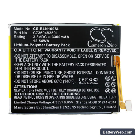 BLU BOLD N1 Replacement Battery, 3.8V, 3300mAh, Li-Polymer 3