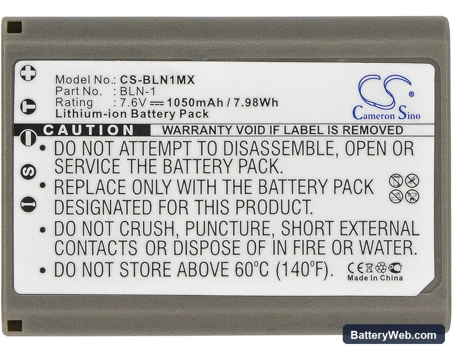 Olympus E-M5 Replacement Battery, 7.6V, 1050mAh, Li-ion 3