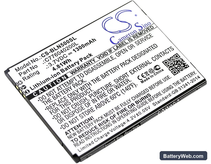 BLU Neo 5.0 Replacement Battery, 3.7V, 1300mAh, Li-ion 1