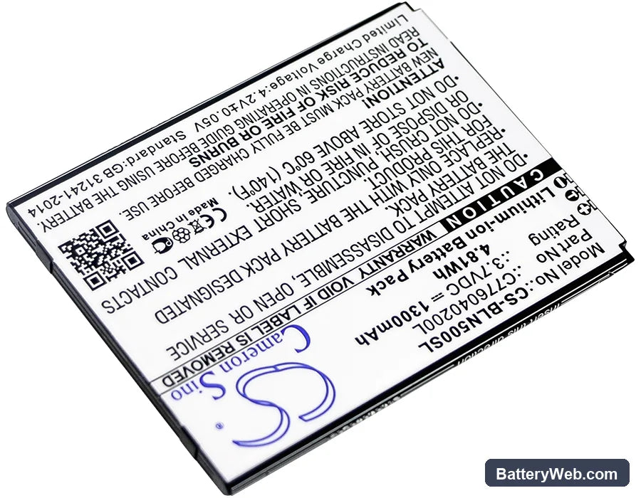 BLU Neo 5.0 Replacement Battery, 3.7V, 1300mAh, Li-ion 2
