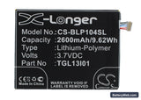 Wiko Darside Replacement Battery, 3.7V, 2600mAh, Li-Polymer 1