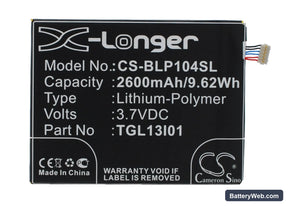 Wiko Darside Replacement Battery, 3.7V, 2600mAh, Li-Polymer 1