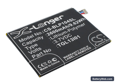 Wiko Darside Replacement Battery, 3.7V, 2600mAh, Li-Polymer 2