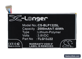 Wiko Darkfull Replacement Battery, 3.8V, 2000mAh, Li-Polymer 1