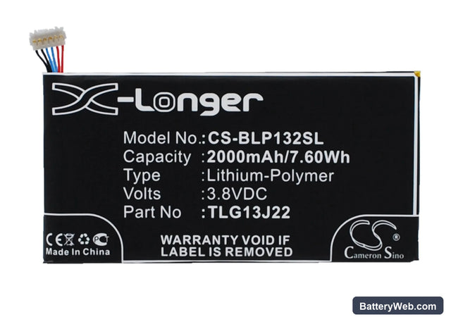 Wiko Darkfull Replacement Battery, 3.8V, 2000mAh, Li-Polymer 1
