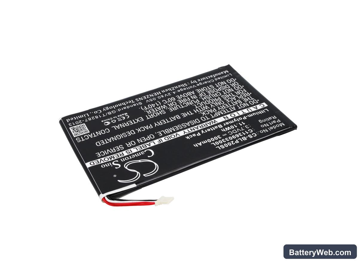 BLU TouchBook 7.0 3G Replacement Battery, 3.7V, 3000mAh, Li-Polymer 2